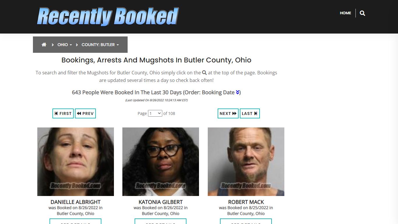 Recent bookings, Arrests, Mugshots in Butler County, Ohio - Recently Booked