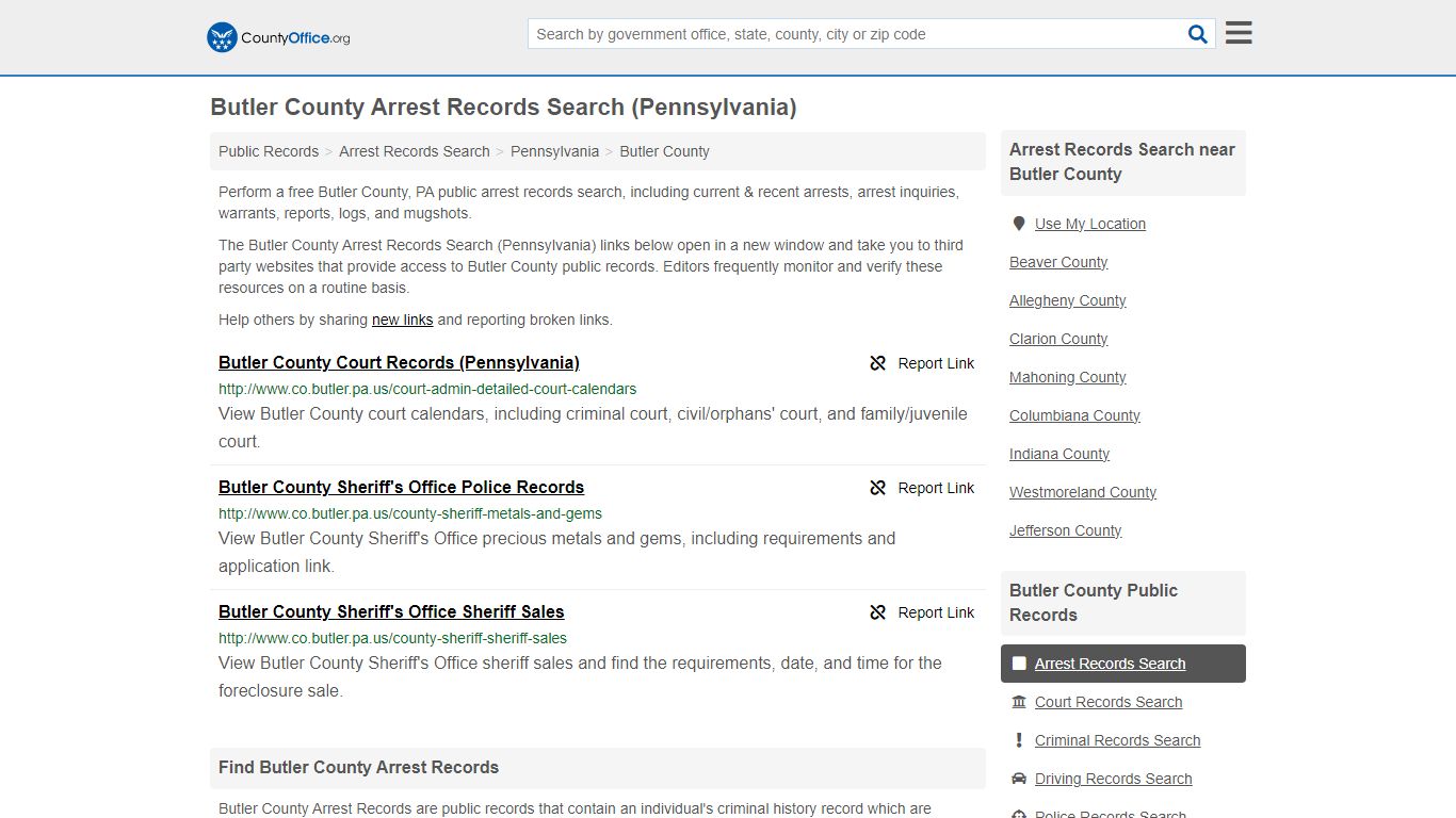 Arrest Records Search - Butler County, PA (Arrests & Mugshots)